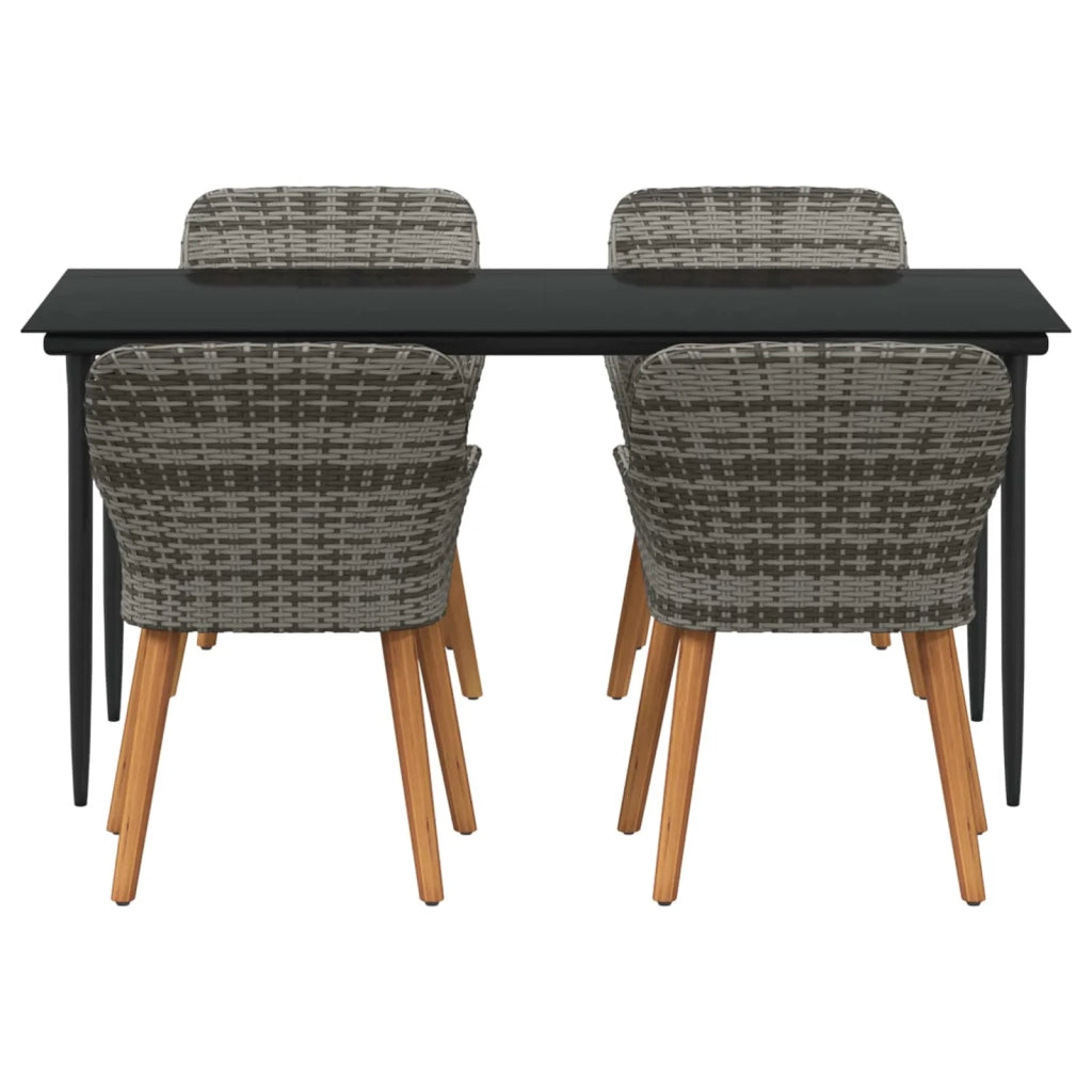 Set da Pranzo per Giardino con cuscino 5 pcs Grigio polyrattan 3261680