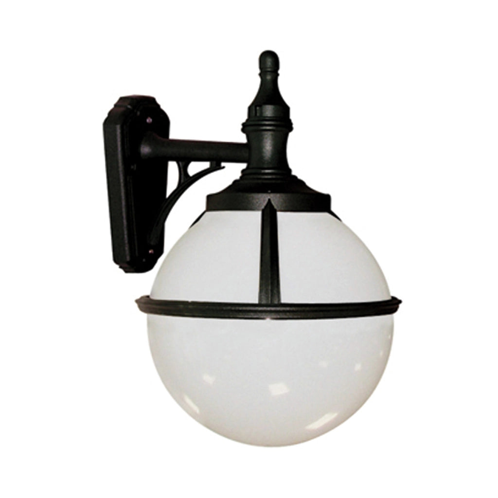 Applique esterna nera globo bianco E27 60W Elstead