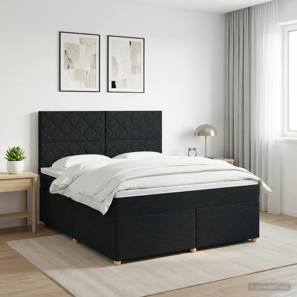 Letto box spring con materasso Nero 140 x 200 cm Tessuto 3453909