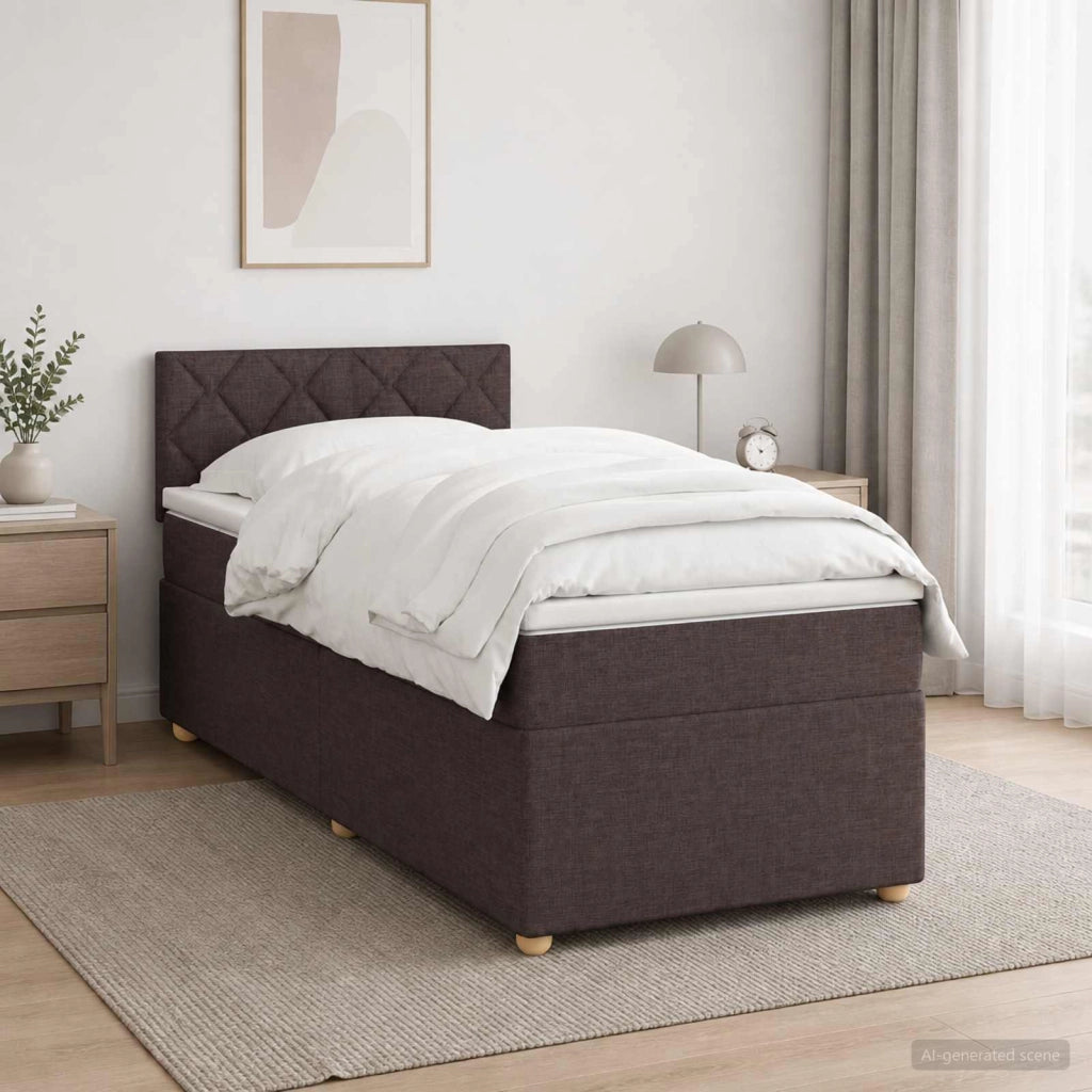 Letto box spring con materasso Marrone Scuro 90 x 190 cm 3452320