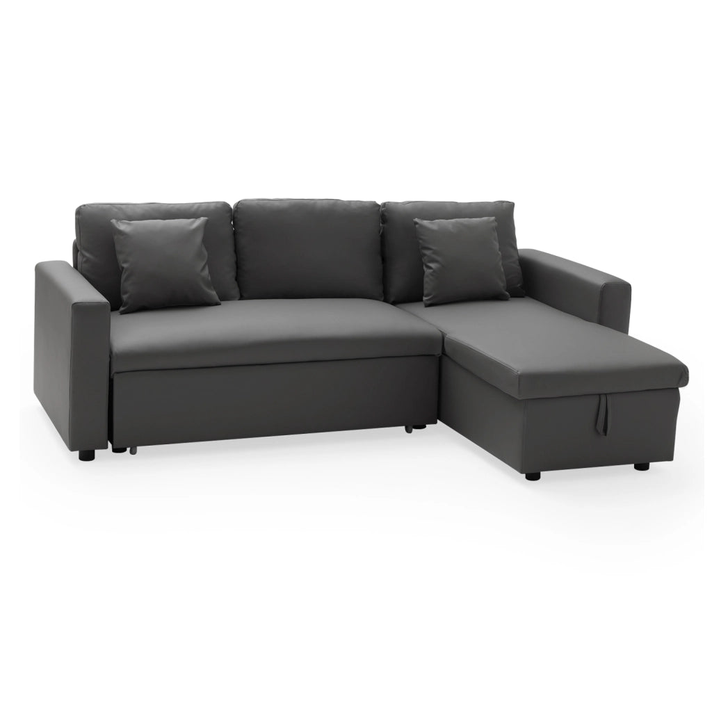 CLARKDivano letto angolare a 3 posti grigio