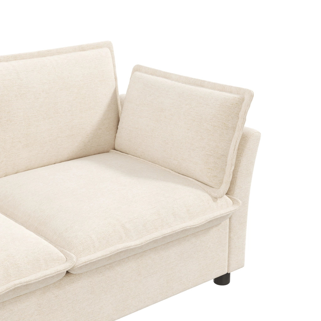 Divano modulare 3-2-1 - con cuscini per braccioli e seduta ampia - in chenille beige