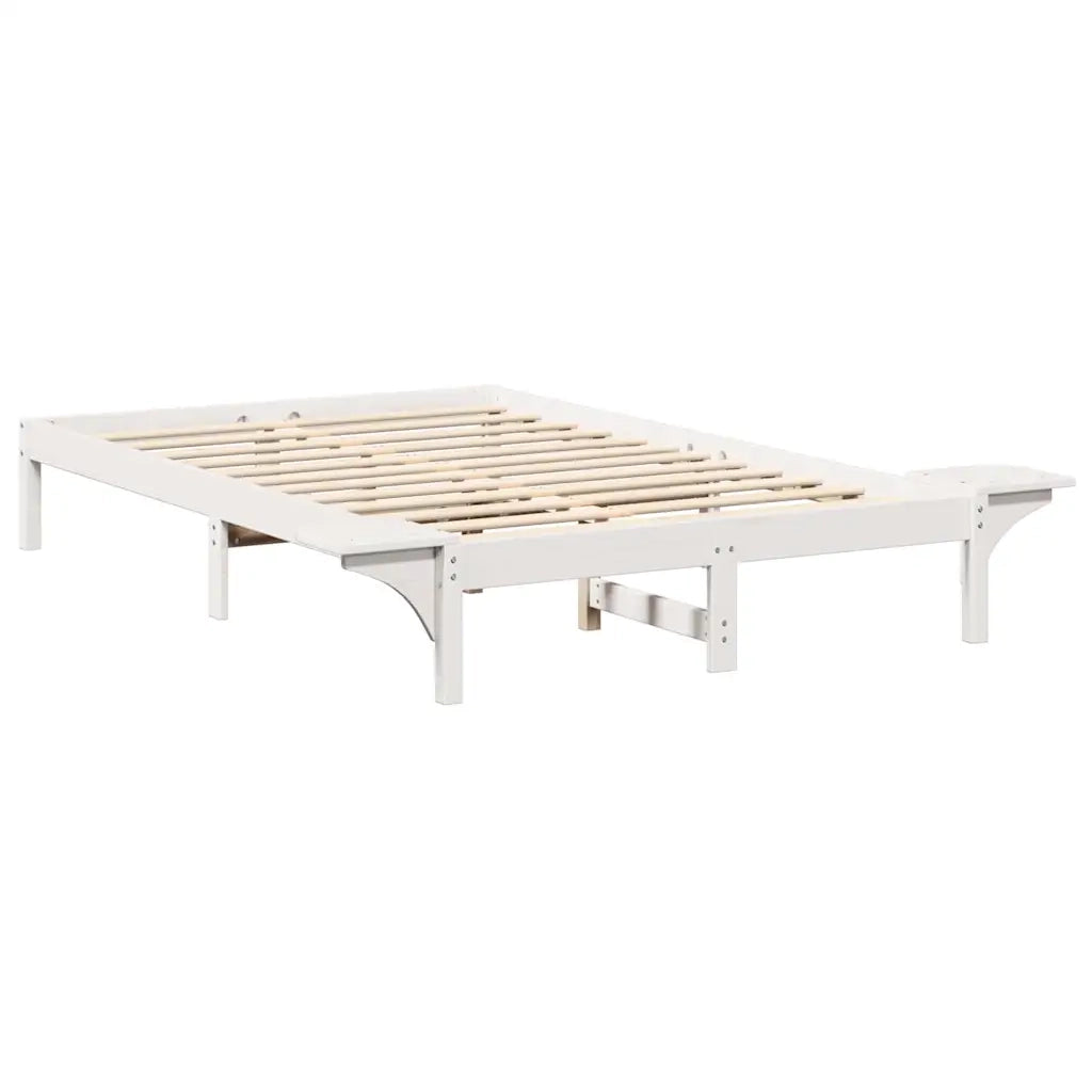 Struttura del letto Bianco 135 x 190 cm Pino massello 873197