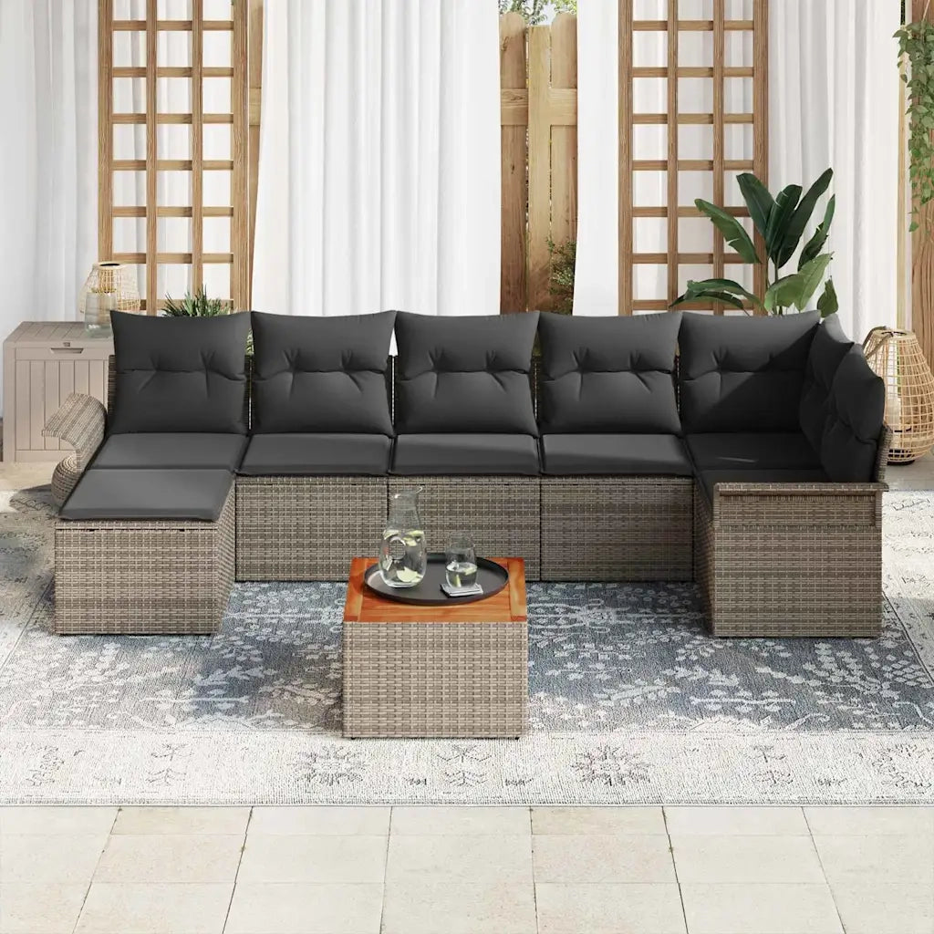 Set Divano da Giardino 8 pcs Grigio polyrattan 3356025