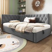 Letto Imbottito Contenitore con Rete a Doghe ¨C MINIMAL ¨C Velluto Grigio 90x200