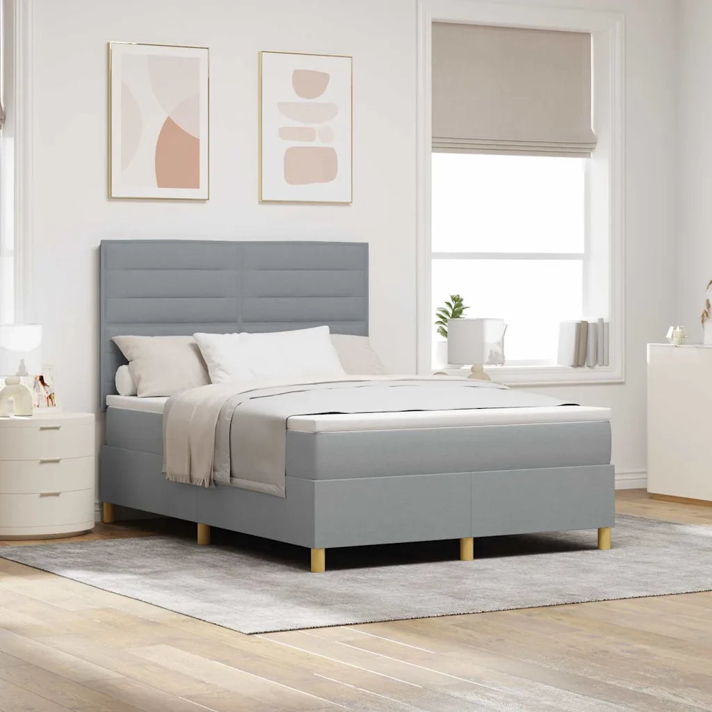 Letto a molle con materasso Grigio chiaro 140 x 200 cm Tessuto 3339546