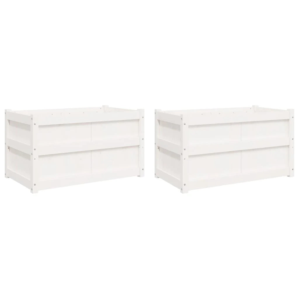 Fioriera aiuola rialzata fioriera aiuola giardino terrazza set da 2 legno di pino massiccio bianco 02_0039038