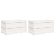 Fioriera aiuola rialzata fioriera aiuola giardino terrazza set da 2 legno di pino massiccio bianco 02_0039038