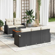 Set Divano da Giardino con cuscino 6 pcs Nero polyrattan
