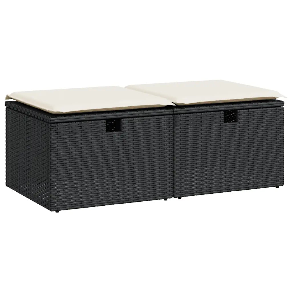 Set Divani da Giardino con Cuscini 2 pz Nero Polyrattan Acacia 3328669