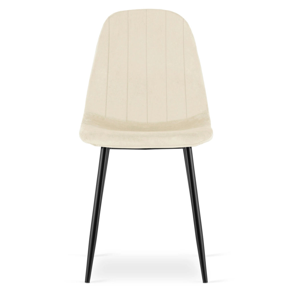 Sedia Padva in velluto beige chiaro con gambe nere