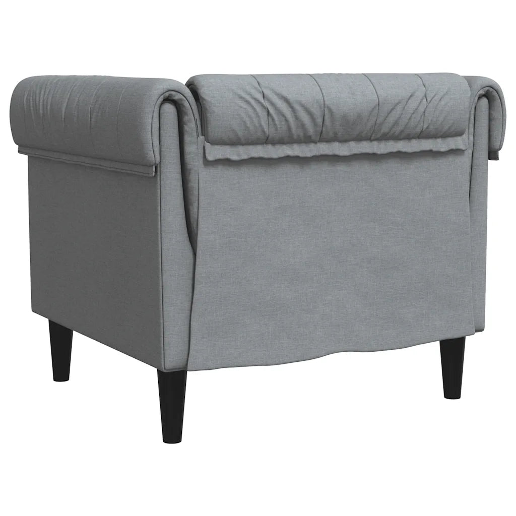 Poltrona | Sedia Relax Chesterfield Grigio Chiaro in Tessuto