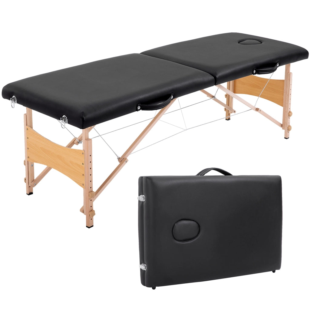 Letto Massage 2 Zone Pieghevole ¨C Minimal ¨C Nero Legno 186x60 cm