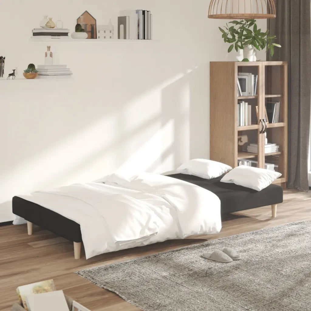 Divano letto | Sof¨¤ letto | Letto singolo a 2 Posti Nero in Tessuto