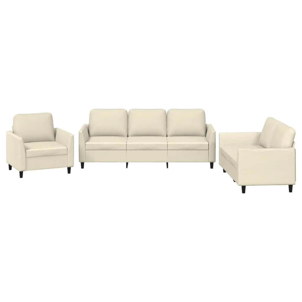 Set di Divani 3 pz con Cuscini crema in Similpelle 3201741