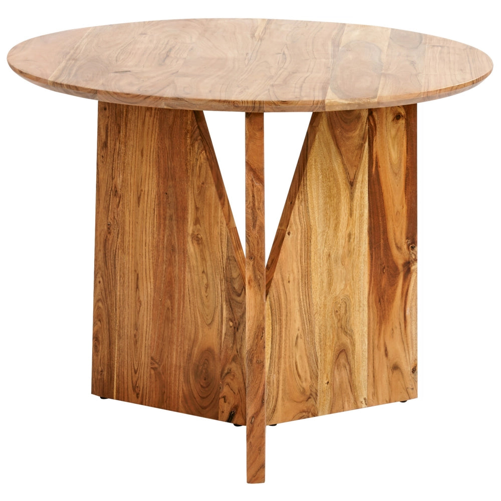 Tavolo da pranzo in legno chiaro 100 x 100 cm in legno di acacia di forma rotonda Design rustico tradizionale Sala da pranzo