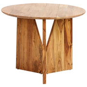 Tavolo da pranzo in legno chiaro 100 x 100 cm in legno di acacia di forma rotonda Design rustico tradizionale Sala da pranzo