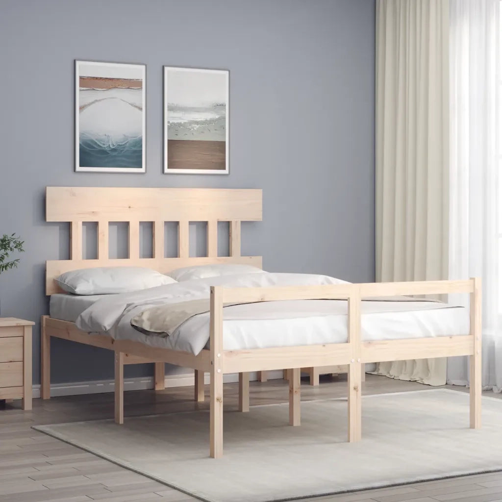 Letto per Anziani con Testiera-Struttura Letto per Anziani Small Double in Legno Massello 275641