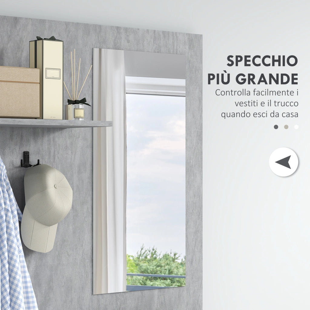 Mobile Ingresso con Specchio, Ganci e Ripiani ¨C Zephmum ¨C Grigio e Bianco, Legno, 145x29x184 cm