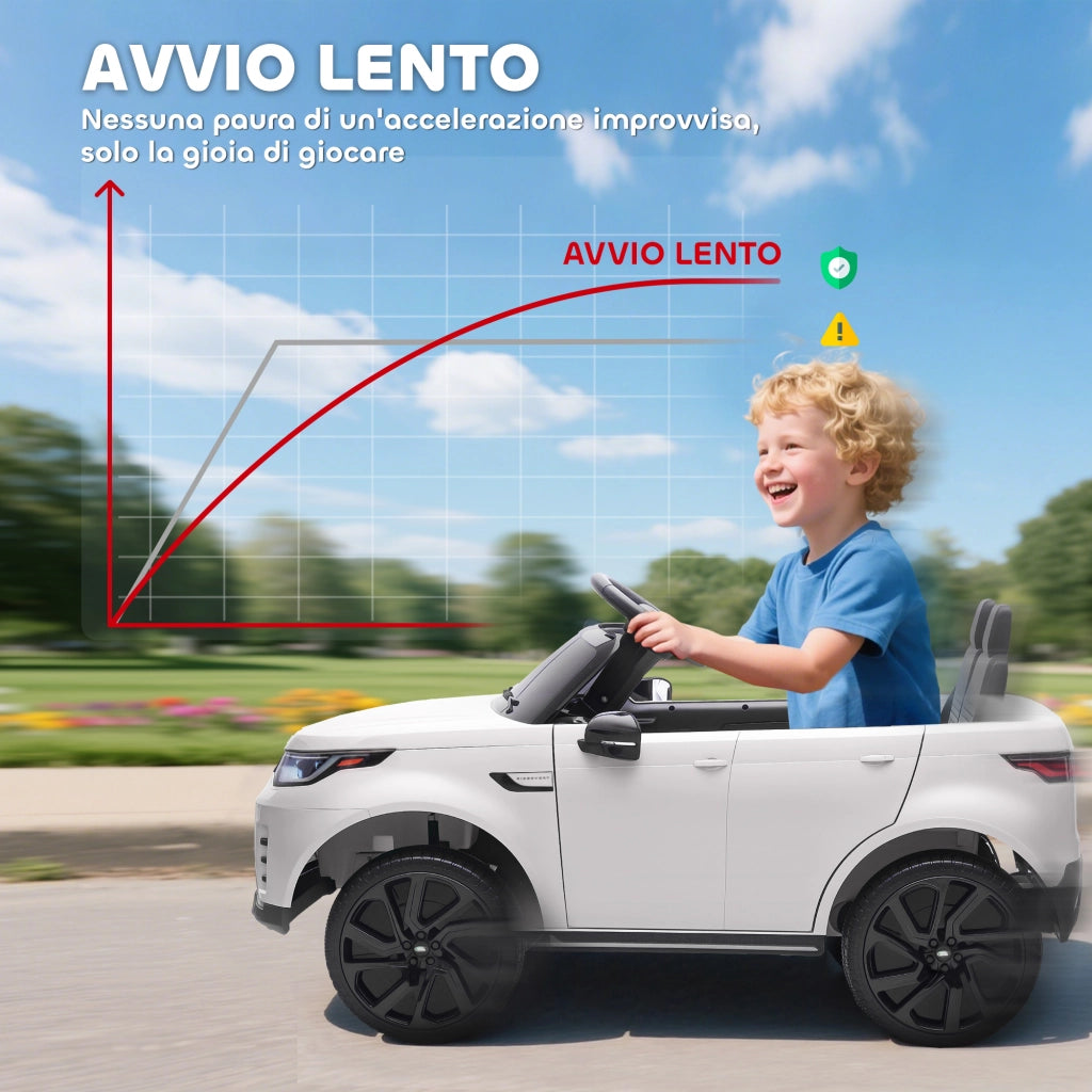 Auto Elettrica per Bambini Land Rover ¨C Xylo ¨C Bianco con LED e Telecomando 105x68.5x58cm