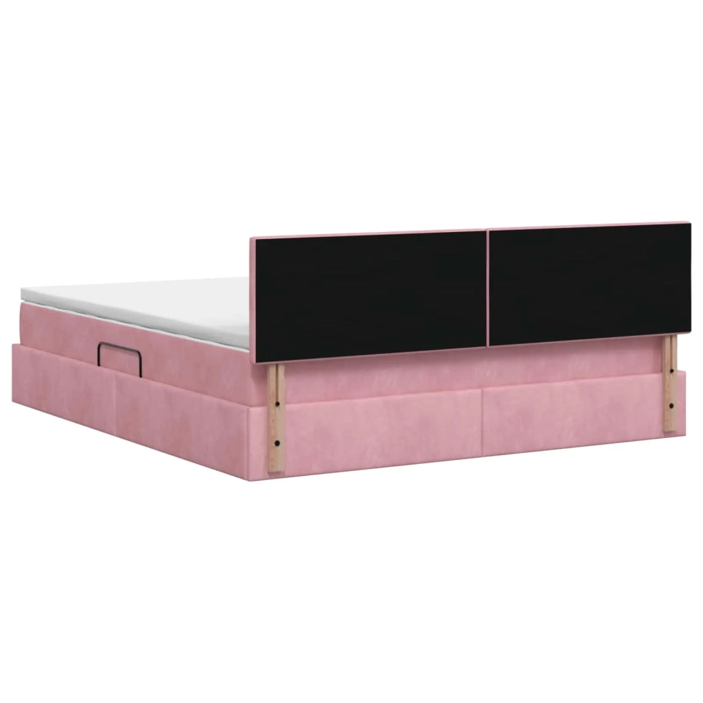 Letto con Contenitore con testiera Rosa 140 x 200 cm Velluto 3458756