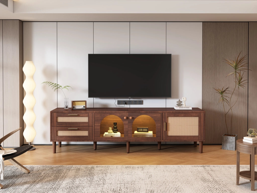 Cassettiera per TV marrone in truciolare lunga 180 cm