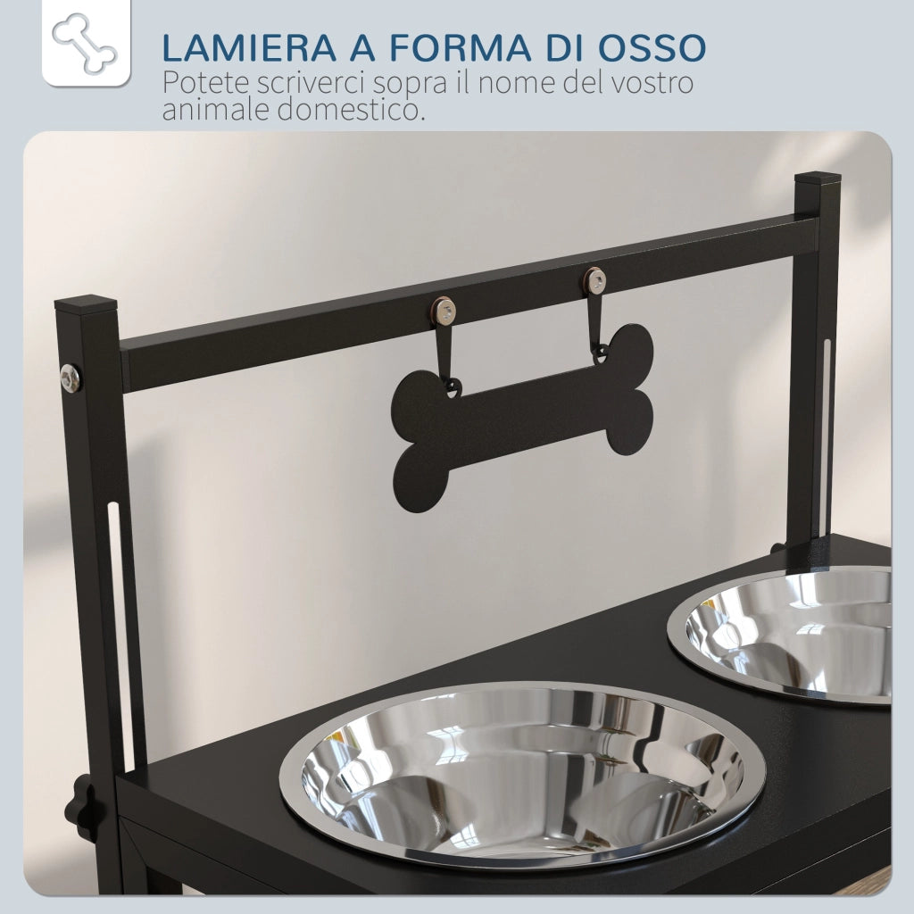 Portaciotole per Cani Rialzato ¨C Minimal ¨C Nero, Acciaio
