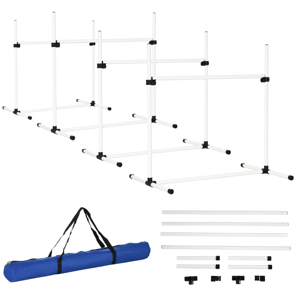 Set di 4 Ostacoli per Agility Dog ¨C Minimal ¨C Bianco, Regolabile, 99x65x94cm