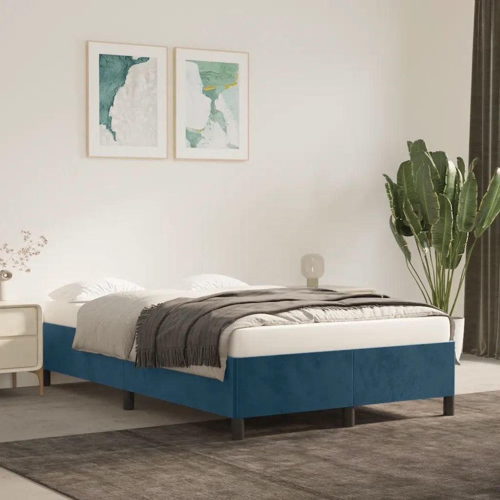 Letto matrimoniale | Letto per adulti | Giroletto senza Materasso Blu Scuro 120x200 cm in Velluto