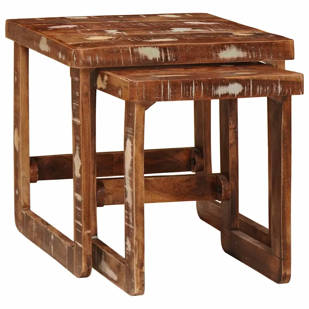 Tavoli da annidamento 2 pcs Marrone Legno Recuperato Massello 4104558