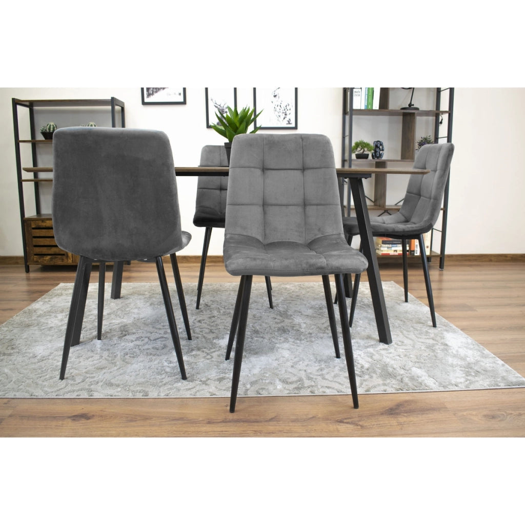 Sedia Kara in velluto grigio scuro con gambe in metallo