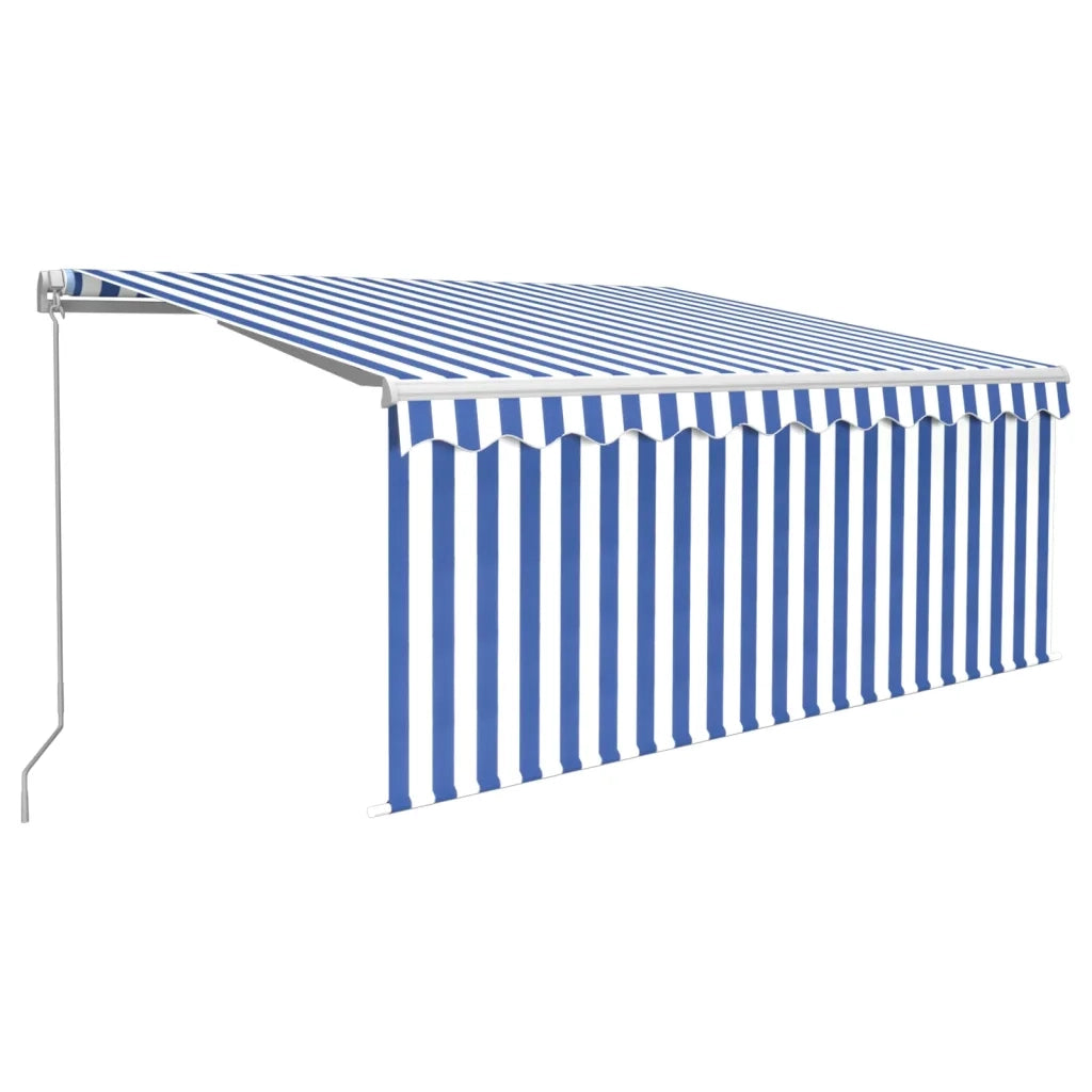 Tenda Sole Retrattile Manuale con LED 3,5x2,5 m Blu e Bianco 3069281