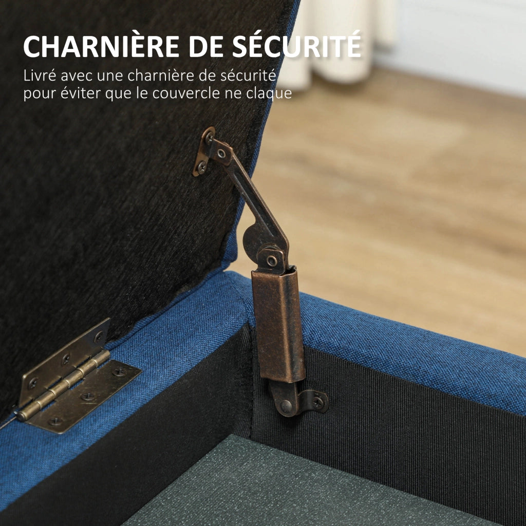 Pouf con contenitore ¨C Minimal ¨C blu, tessuto, 125x49x41,5 cm