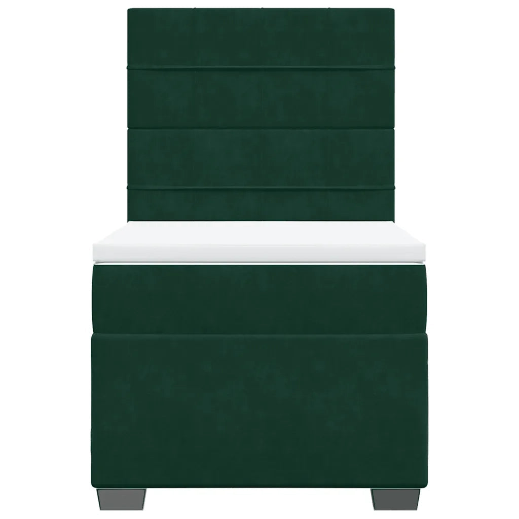 Giroletto a Molle con Materasso Verde Scuro 90x190 cm Velluto
