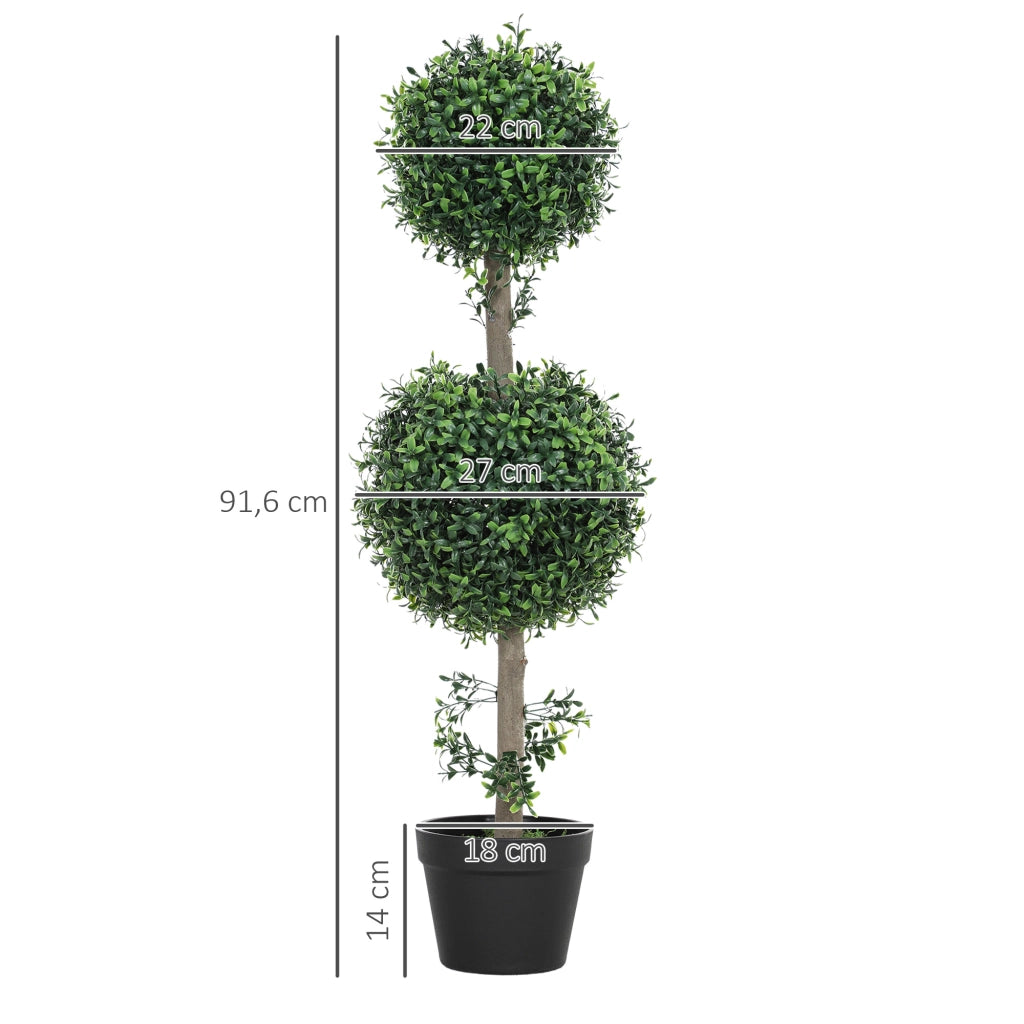 Set 2 Piante Artificiali Bosso UV ¨C Xylo ¨C Verde con Vaso