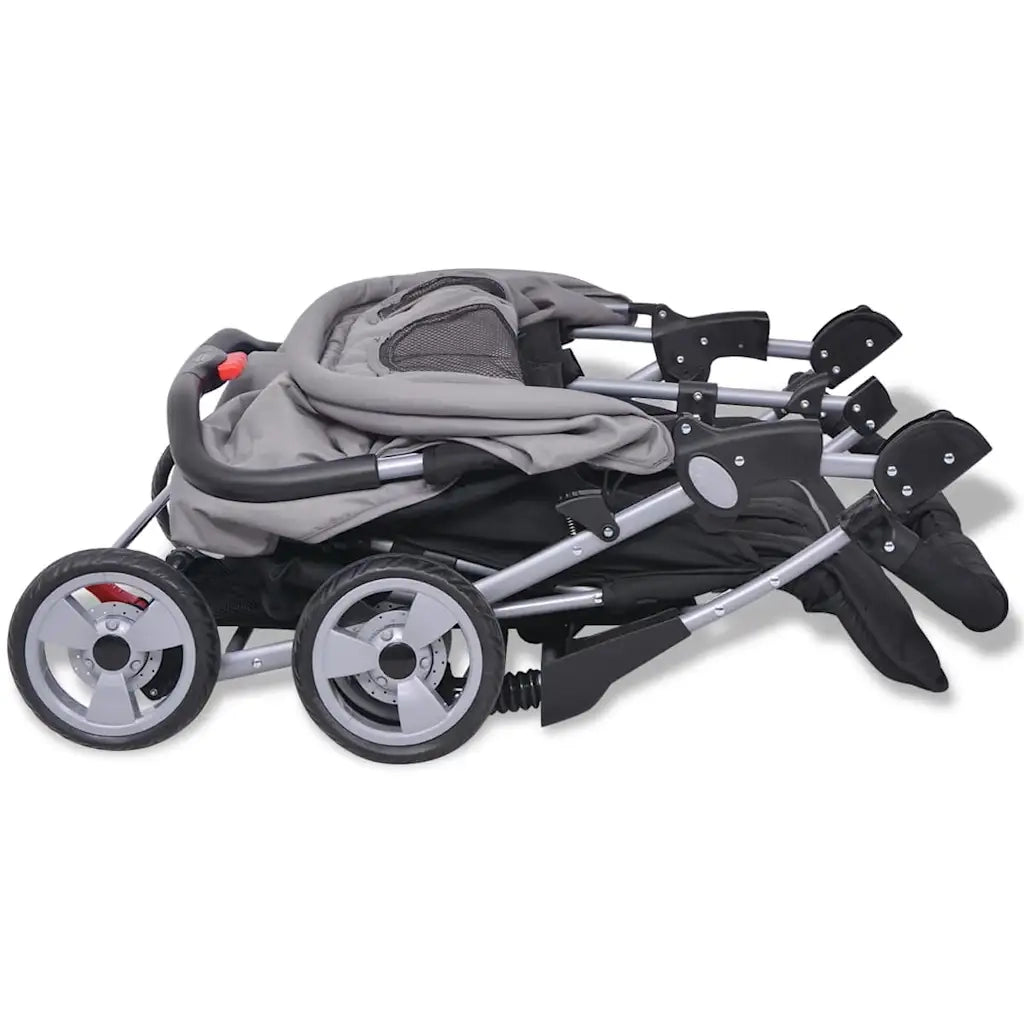 Passeggino Gemellare in Acciaio Grigio e Nero cod mxl 77826