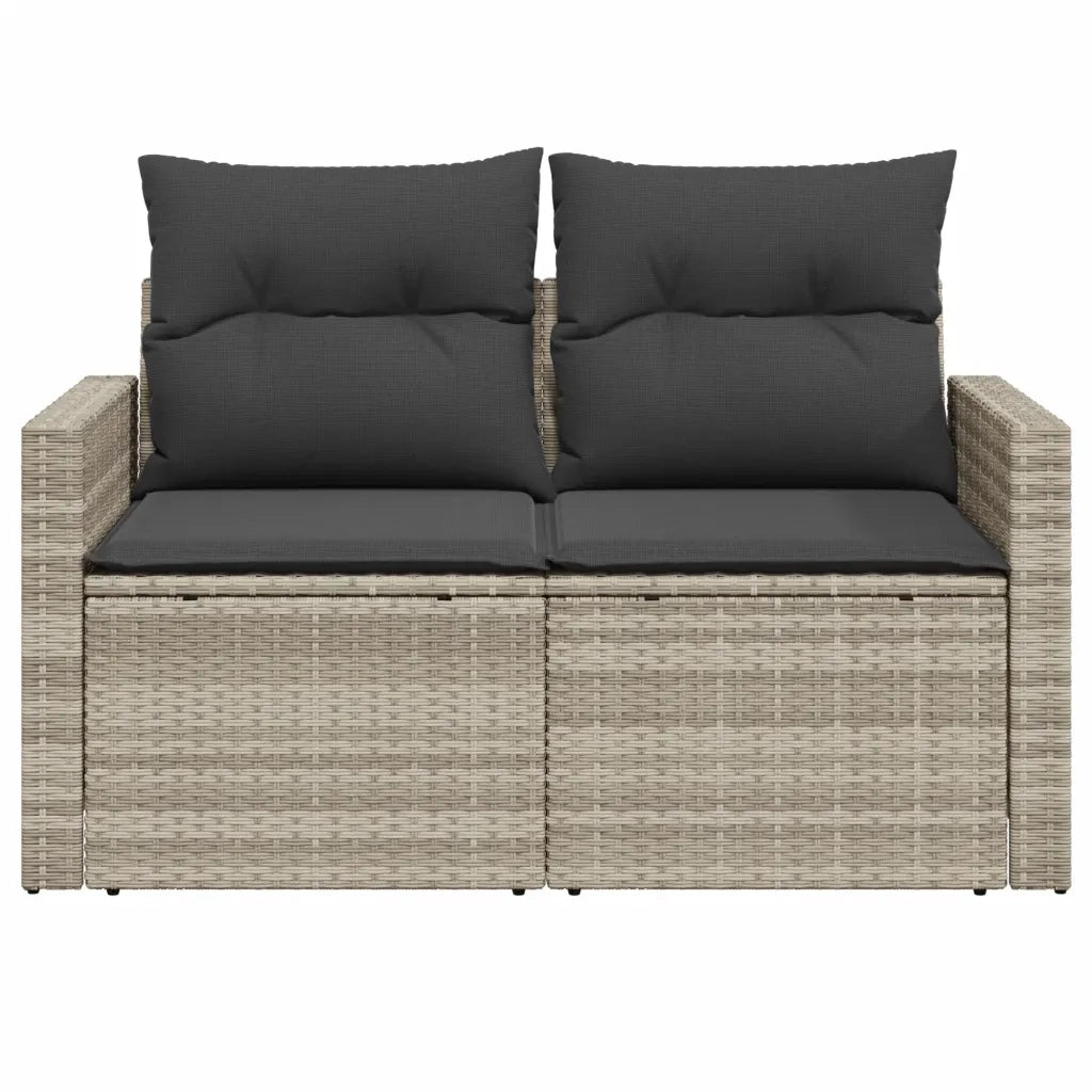 Divano da Giardino con Cuscini 2 Posti-Sofa da Giardino-Divano da esterno Grigio Chiaro Polyrattan 899718