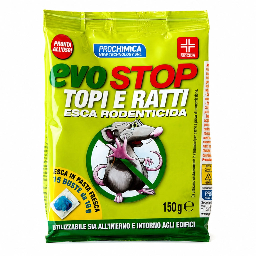 Prochimica evostop topi e ratti esca rodenticida 15 esche da 10 gr (150 gr)