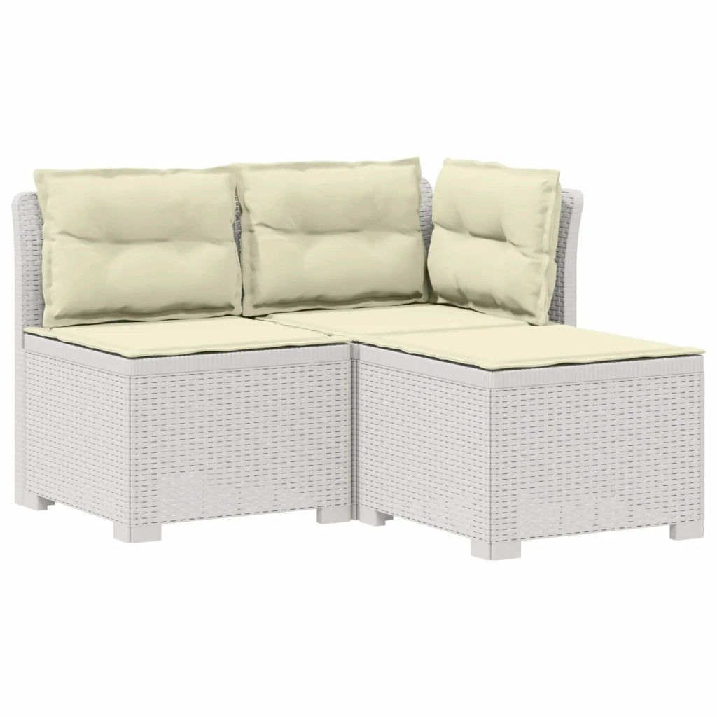 Divano da giardino 3 posti con cuscini in look rattan PP Bianco 8011912