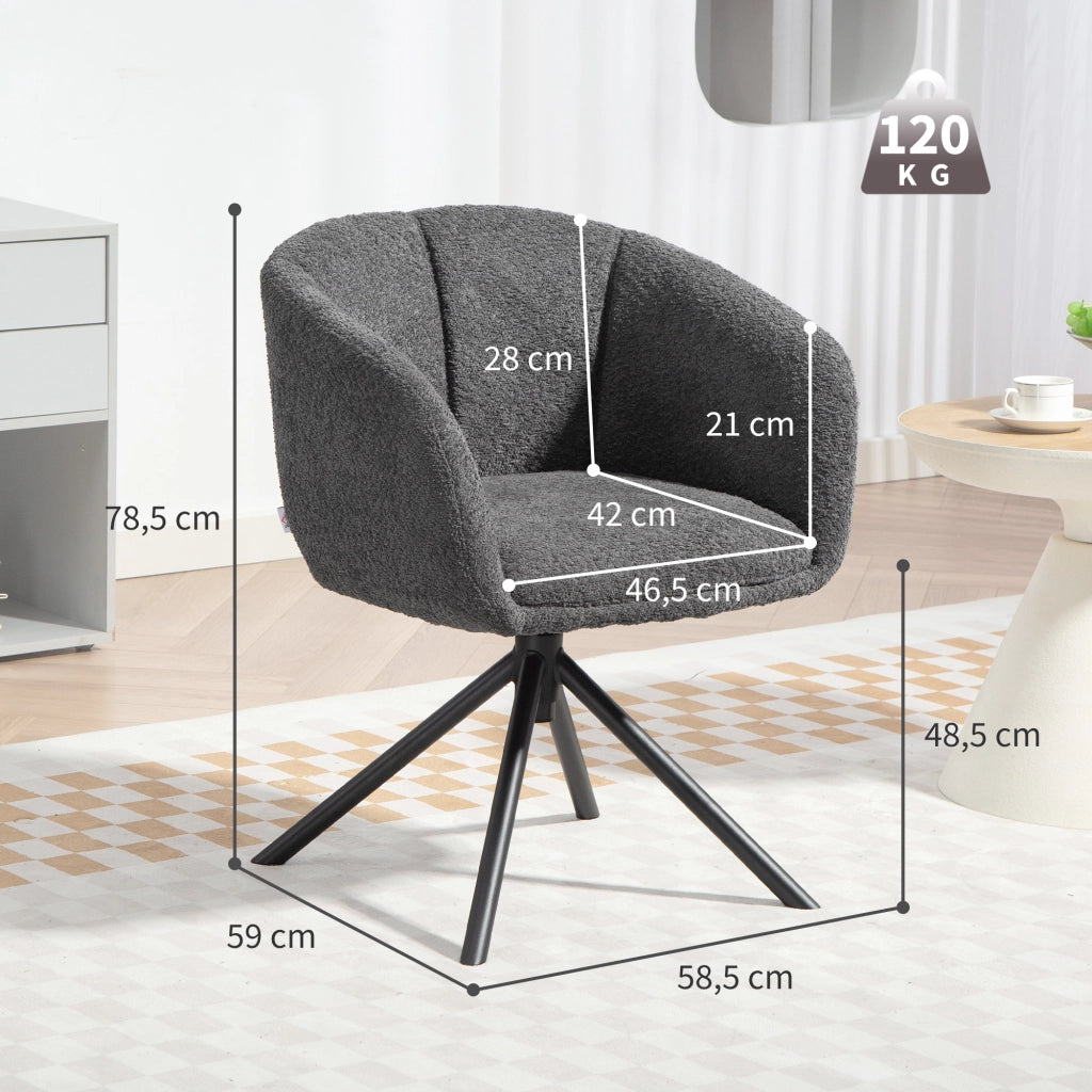 Poltrona ¨C Minimal ¨C Grigio Scuro Tessuto Girevole