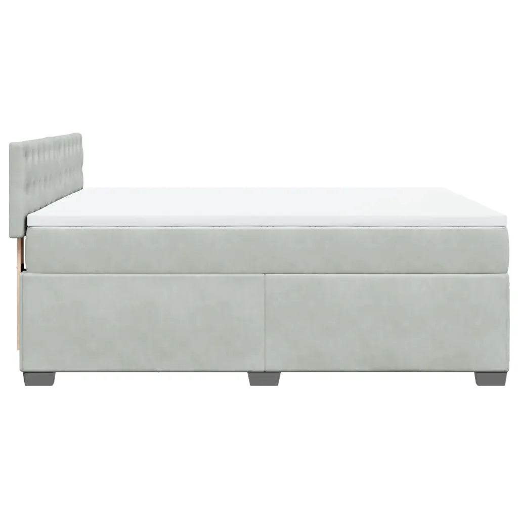 Giroletto a Molle con Materasso Grigio Chiaro 160x200cm Velluto