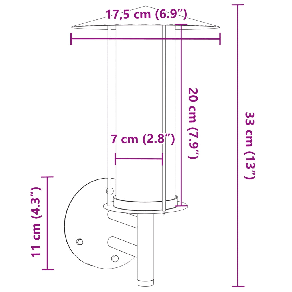 Applique da Esterno 2 pz Argento in Acciaio Inossidabile 4006245