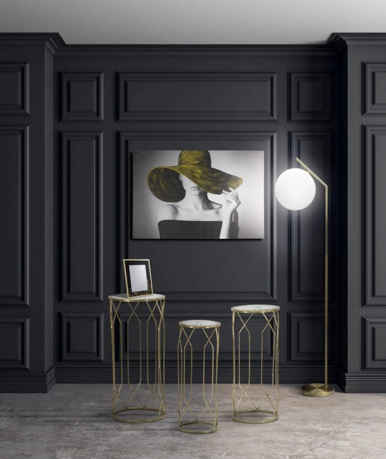 Porta Telefono Tunisi Tris Ø32x71-28x65-23x61 cm in Ferro e Vetro Oro