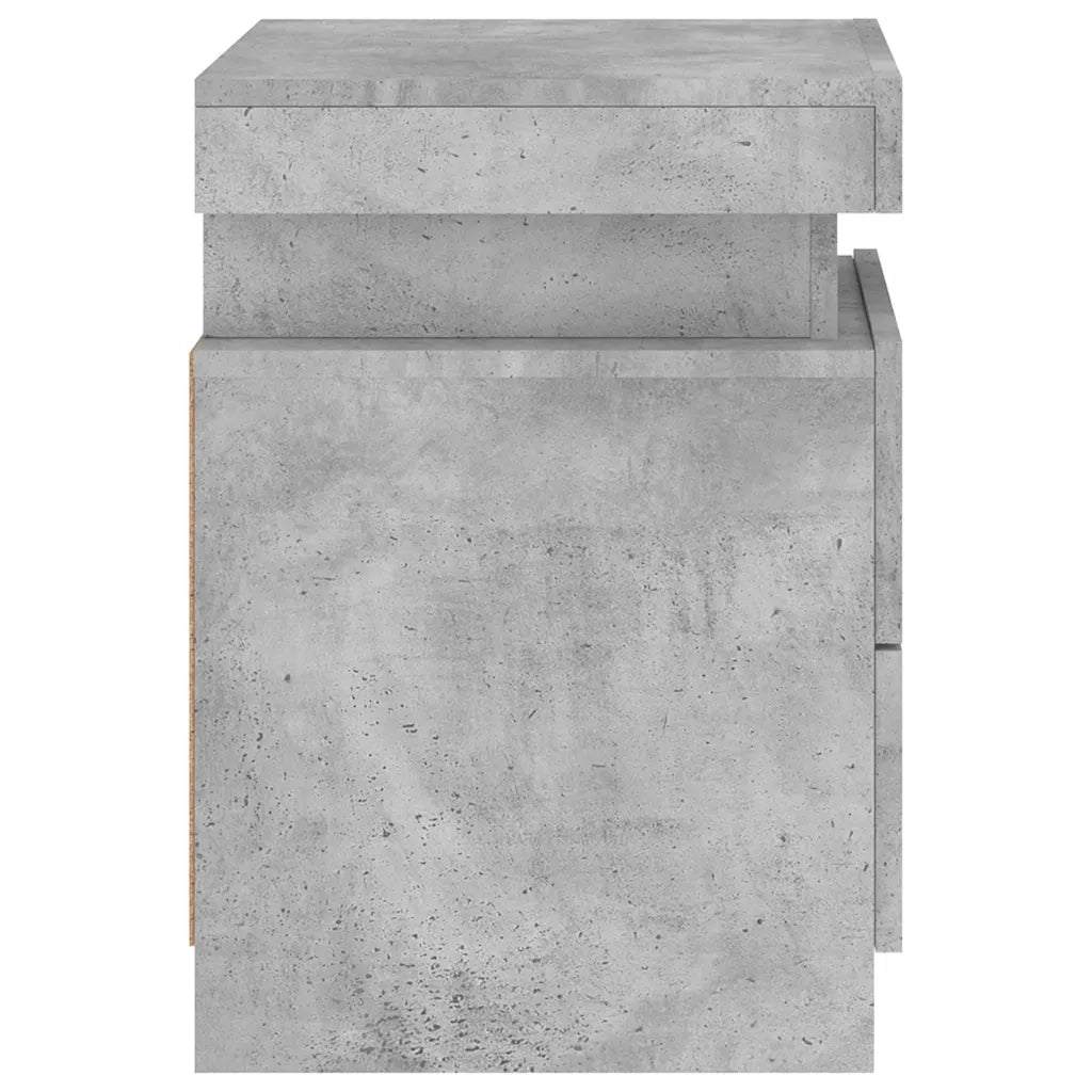Comodini con Luci LED 2pz Grigio Cemento 35x39x55 cm 836756