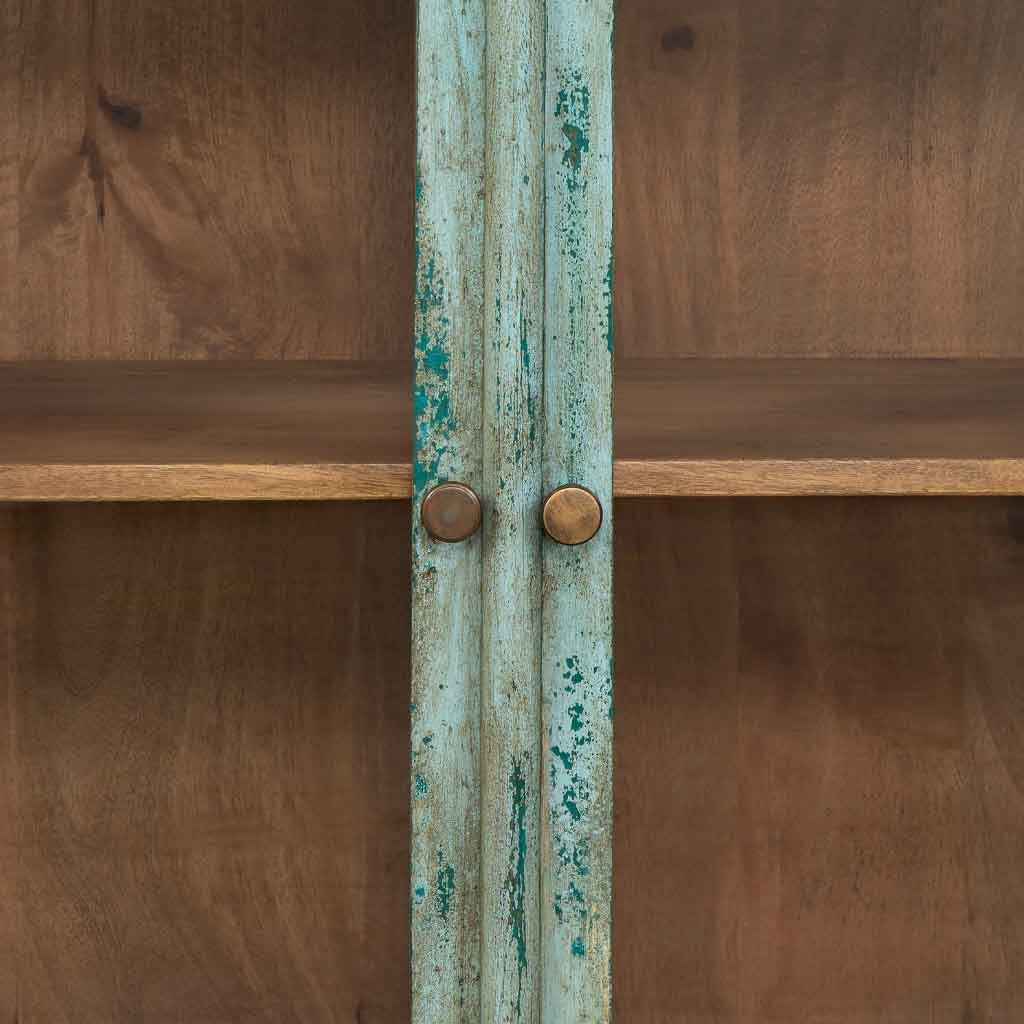Credenza artigianale in legno turchese 85x40x100h cm