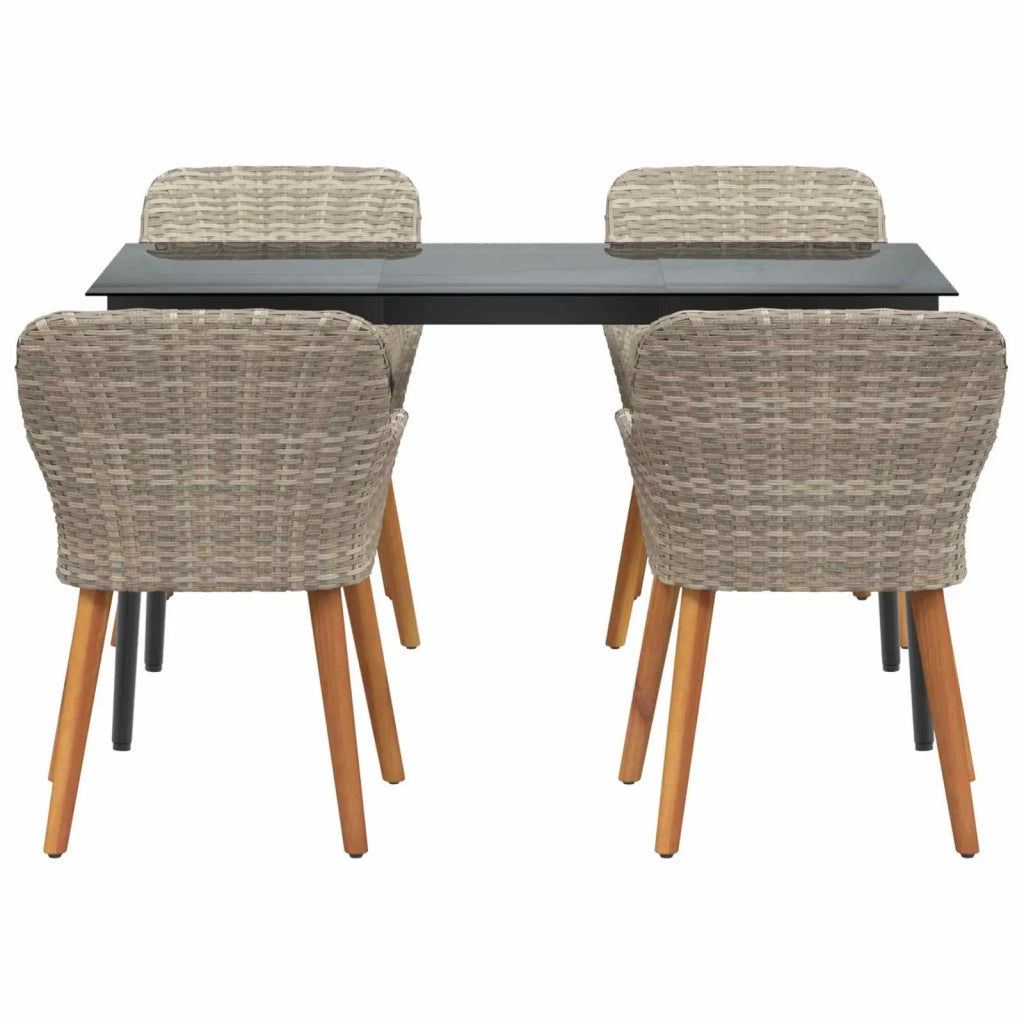 Set da Pranzo per Giardino 5 pcs Grigio chiaro polyrattan 3261707