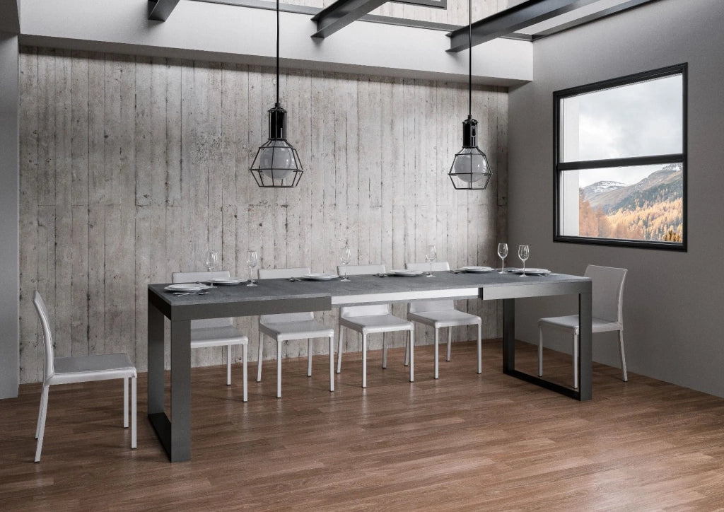 Tavolo allungabile 90x180/284 cm Tekno Evolution Cemento telaio Antracite