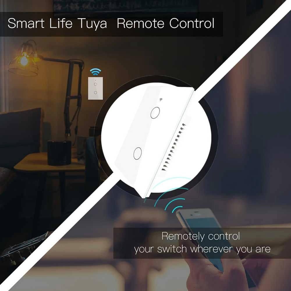 Interruttore Da Parete Touch 2 Tasti, WIFI 2.4G Matter, TUYA, Smart Life,Apple Home, Google Home, Alexa, SmartThings 10A, AC 90-250V, 50/60HZ, 120X72X38mm, IP20, Bianco