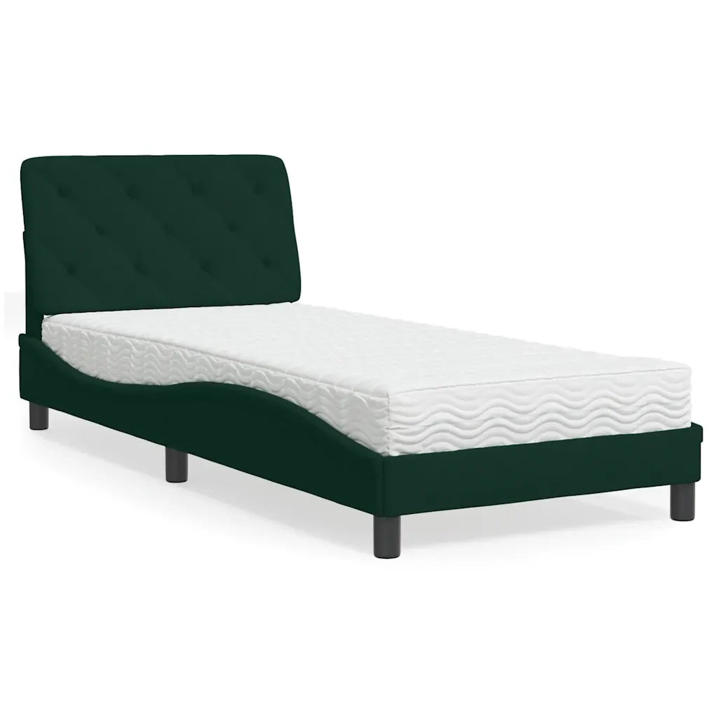 Letto con Materasso Verde Scuro 80x200 cm in Velluto