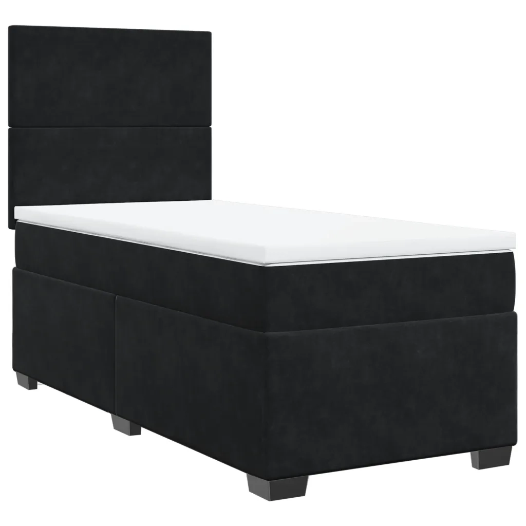 Giroletto a Molle con Materasso Nero 80x200 cm in Velluto